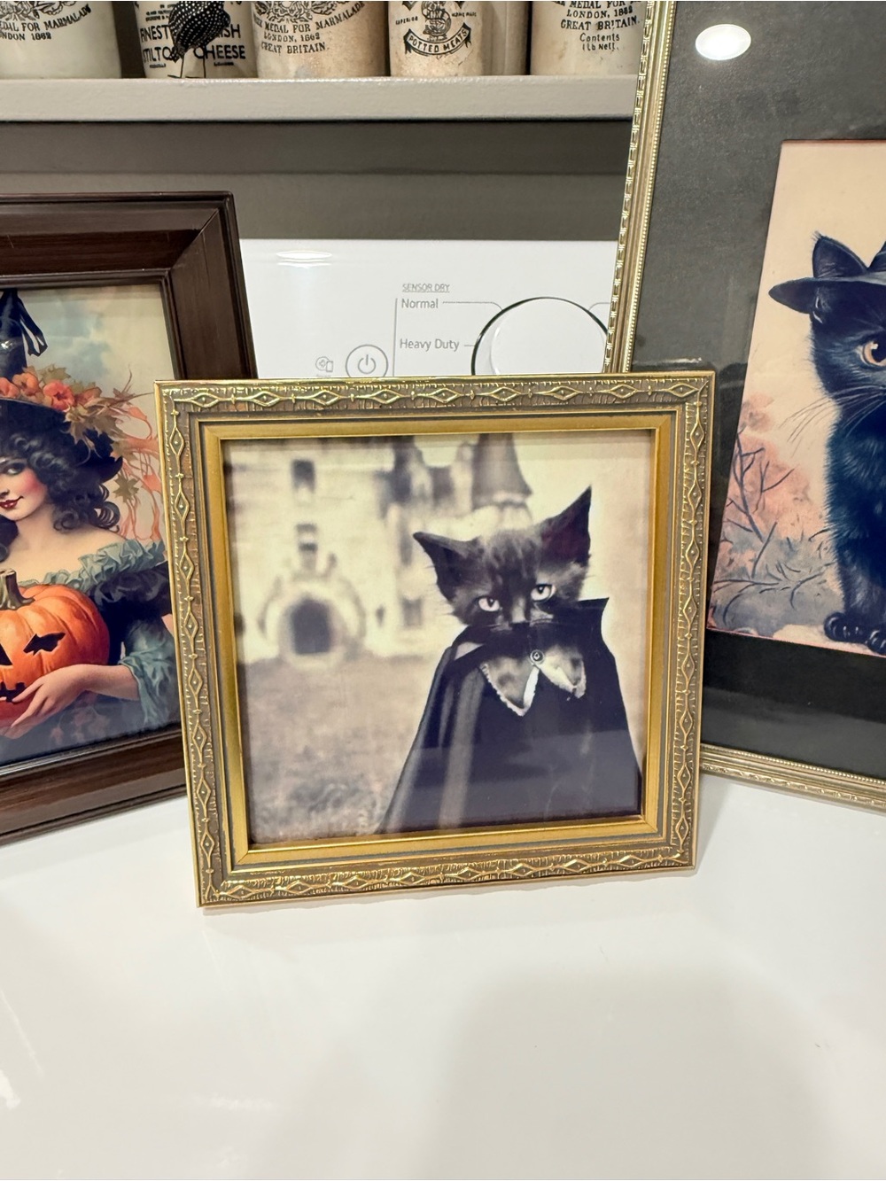 Vintage Framed Black Cat Halloween Decor- Set of 4 - Picture 9 of 15